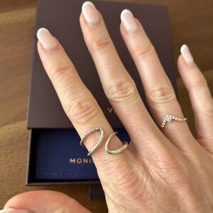 Monica Vinader silver + pave diamond ring